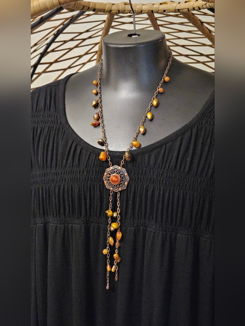 Orange Glass Hippie Necklace